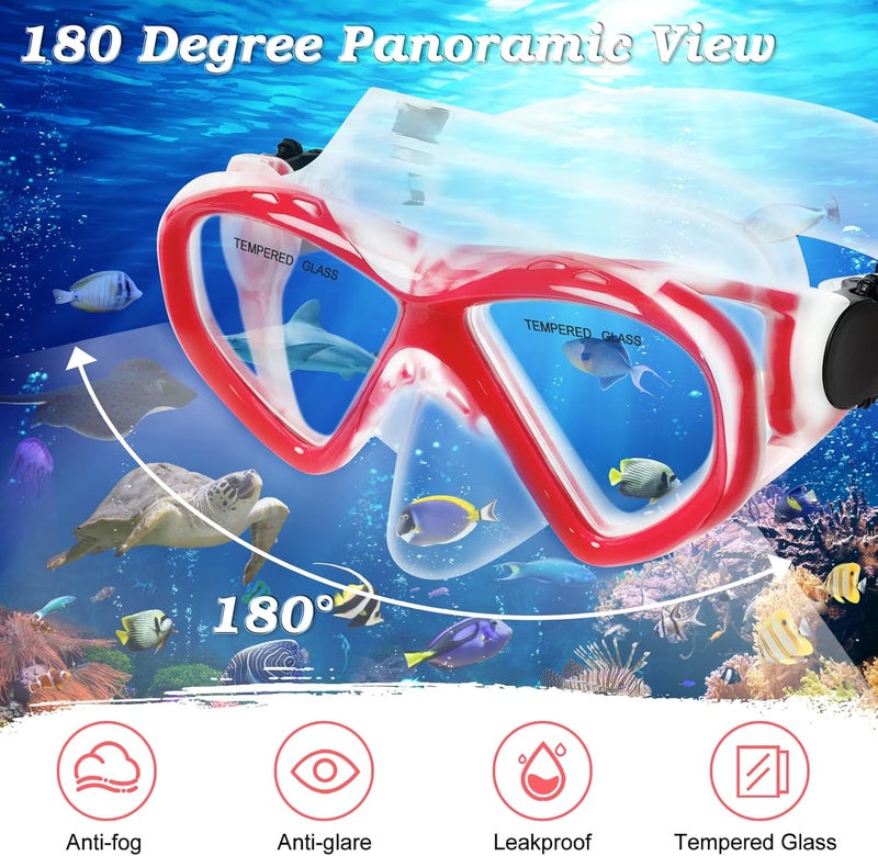 ACQCES Kids Snorkel Set Dry Top Snorkeling Gear for Kids Youth Boys Girls Junior Age 5-15,Tempered Glass Swimming Diving Mask and Snorkel Set 180 Degree Panoramic View - Image 3
